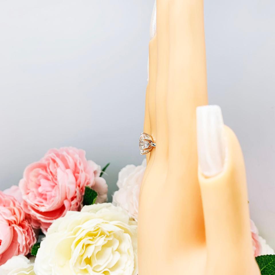 Lab White Sapphire Oval Six Prong Ring