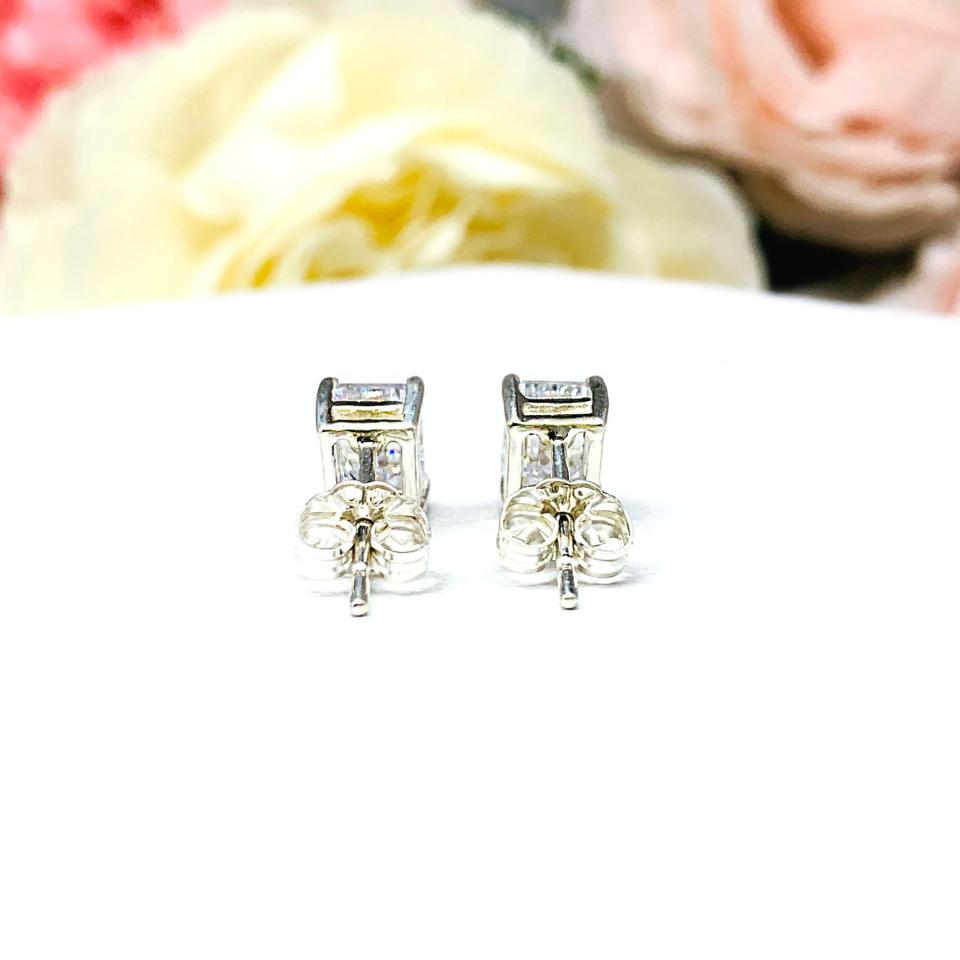Emerald Cut Cubic Zirconia Stud Earrings