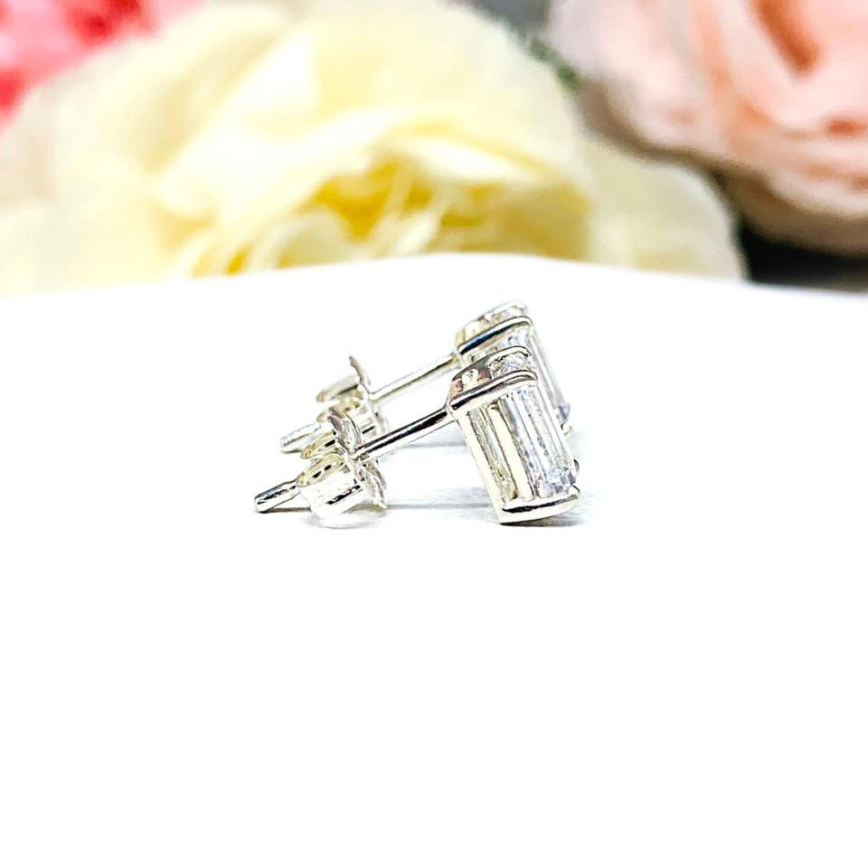 Emerald Cut Cubic Zirconia Stud Earrings