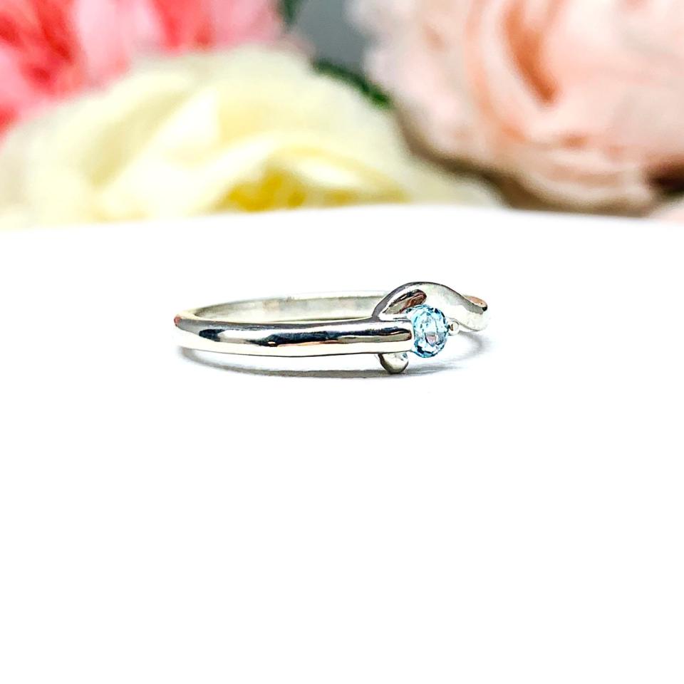 December Birthstone Swiss Blue Topaz Stacking Ring