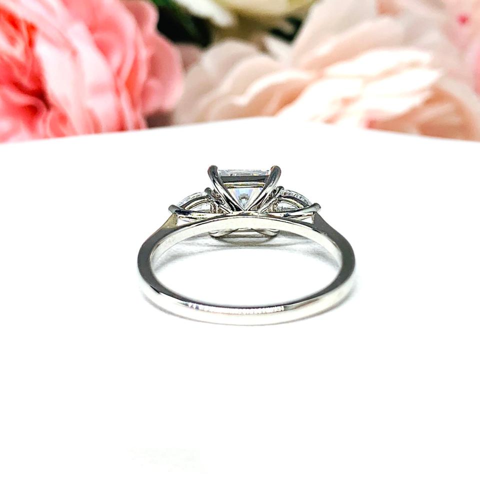 Princess & Pear-Cut CZ 3-Stone Engagement Ring • 7mm, Sterling Silver, Size 8