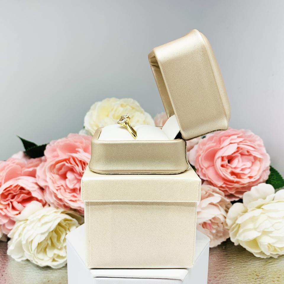 Ring Gift Presentation Box - Shimmer champagne color - Includes ivory color outer box