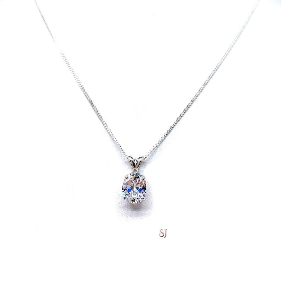 Oval CZ Pendant - Sterling silver necklace -Six size options