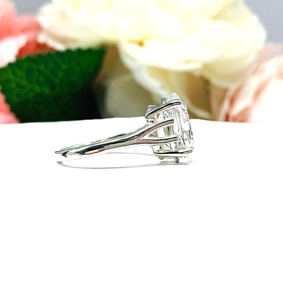 Lab White Sapphire Oval Sterling Silver Ring