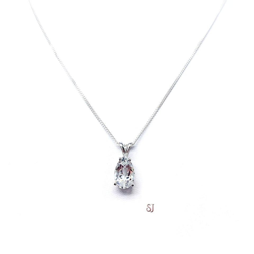 Natural White Topaz Pear Pendant With Optional Chain