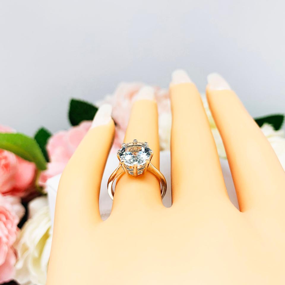 Genuine Aquamarine Oval Ring Size 4.75 - 11x9mm (2.87 cts) gemstone - Sterling silver 8 prong setting