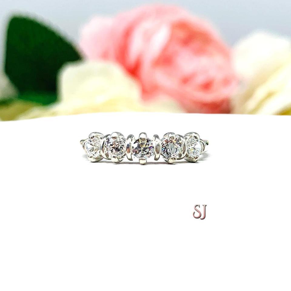 Round-Cut CZ 5-Stone Ring • 3mm, Sterling Silver, Size 7