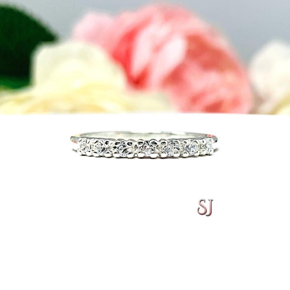 Round 2mm Cubic Zirconia Wedding Band