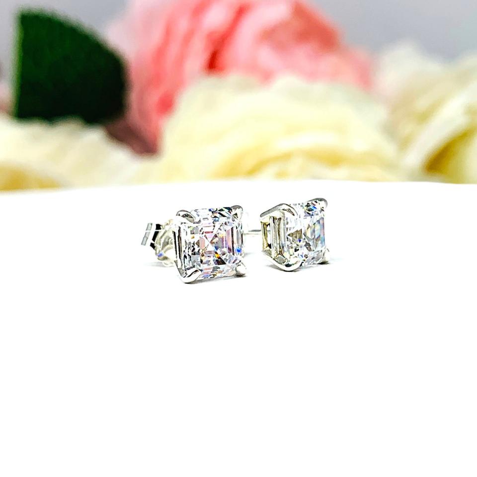 Asscher Cubic Zirconia Stud Earrings