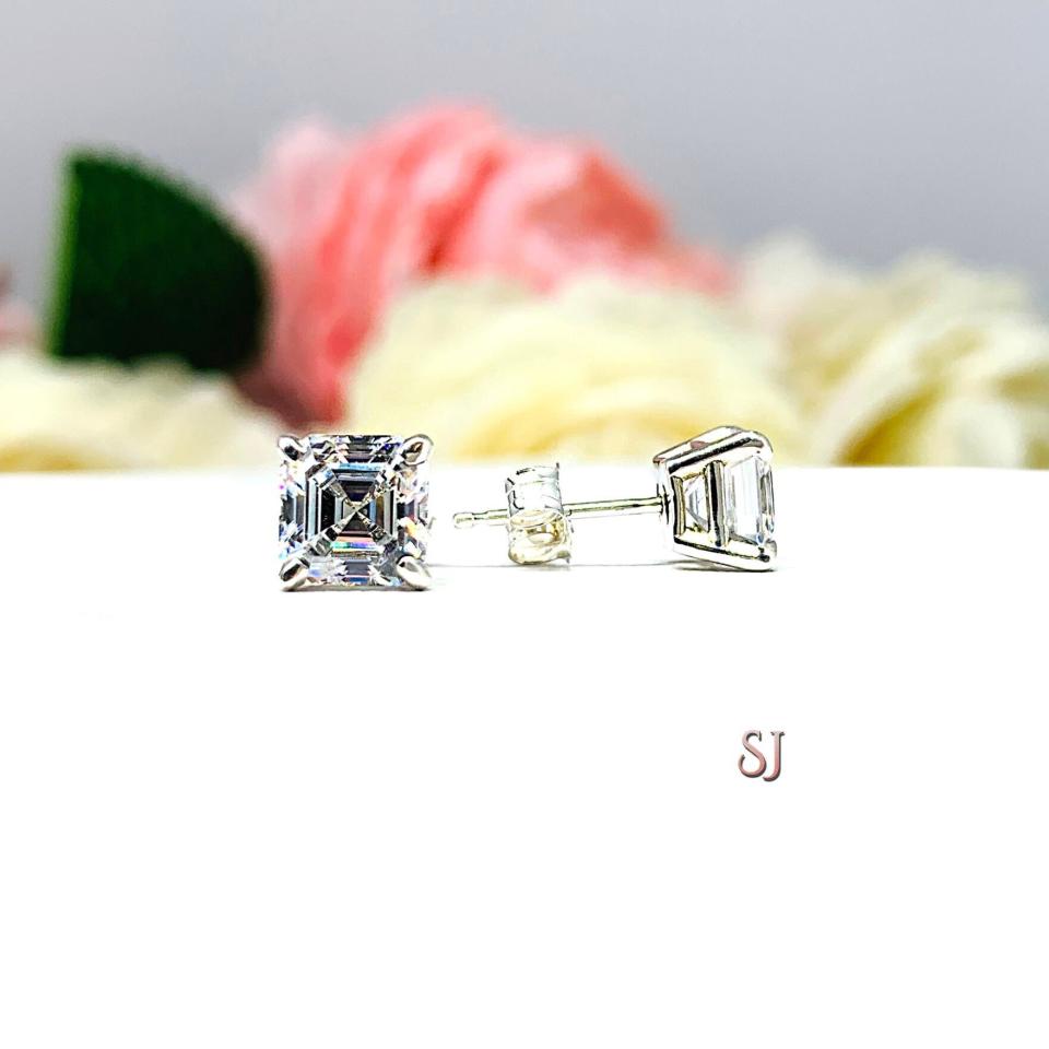 Asscher Cubic Zirconia Stud Earrings