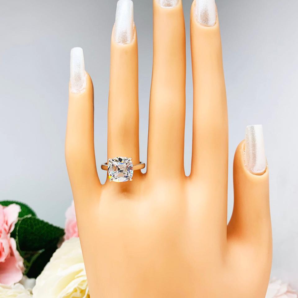 Old Mine CZ Engagement Ring Size 6 – 10mm, Near Colorless, Sterling Silver