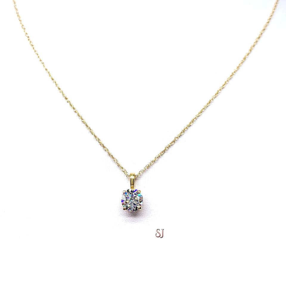 Round Moissanite Gold Pendant Necklace Authentic FREE 3RD DAY UPS