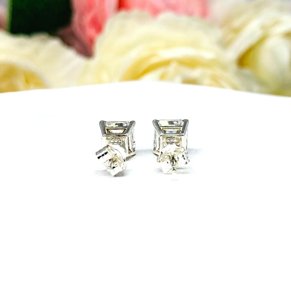 Asscher Cubic Zirconia Stud Earrings