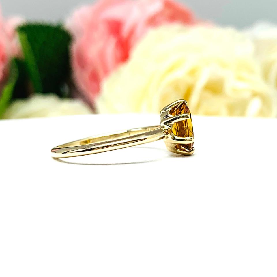 Hessonite Garnet 10k Yellow Gold Ring Natural 8x6mm Oval Size 8