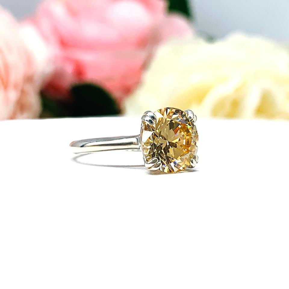 Round Champagne 9mm Cubic Zirconia Engagement Ring
