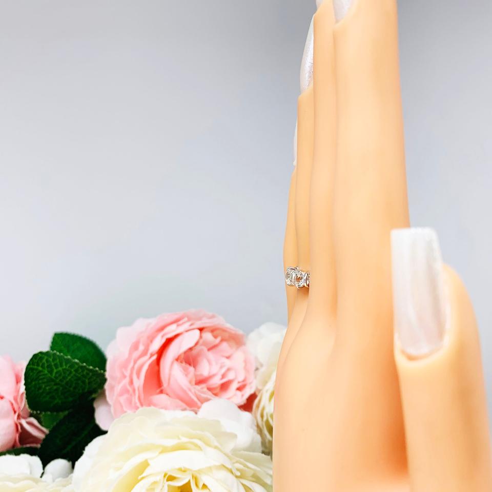 Natural White Topaz 5 Stone Ring - 4mm round stones - Sterling silver setting