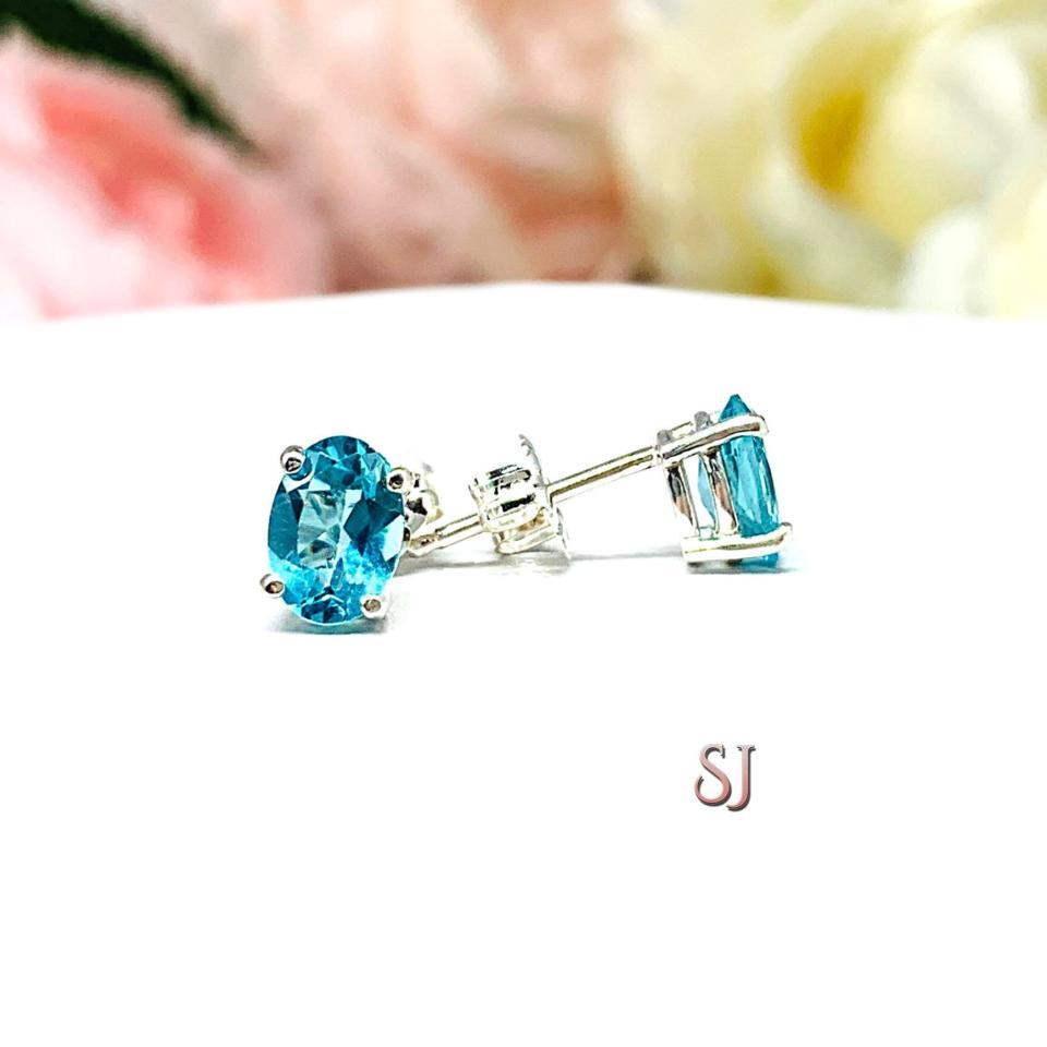 Neon blue apatite earrings outlet