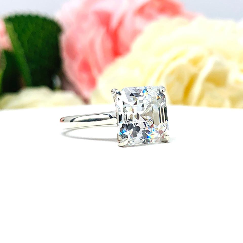 Asscher Near Colorless 10mm CZ Engagement Ring SIZES 6 and 8