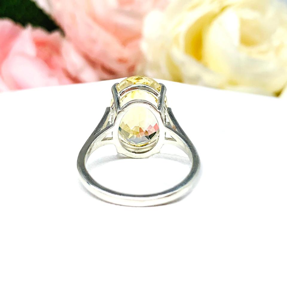 Oval Golden Citrine Ring Size 8 - Genuine 16x12mm (9 cts) Gemstone - Sterling silver statement setting