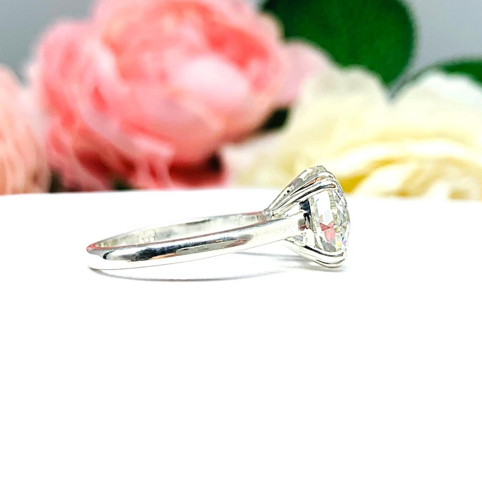 Round Portuguese Cut CZ Engagement Ring Near Colorless Cubic Zirconia