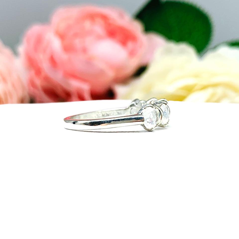 Rainbow Moonstone Five Stone Ring 4mm Round Sterling Silver Size 7 FINAL SALE