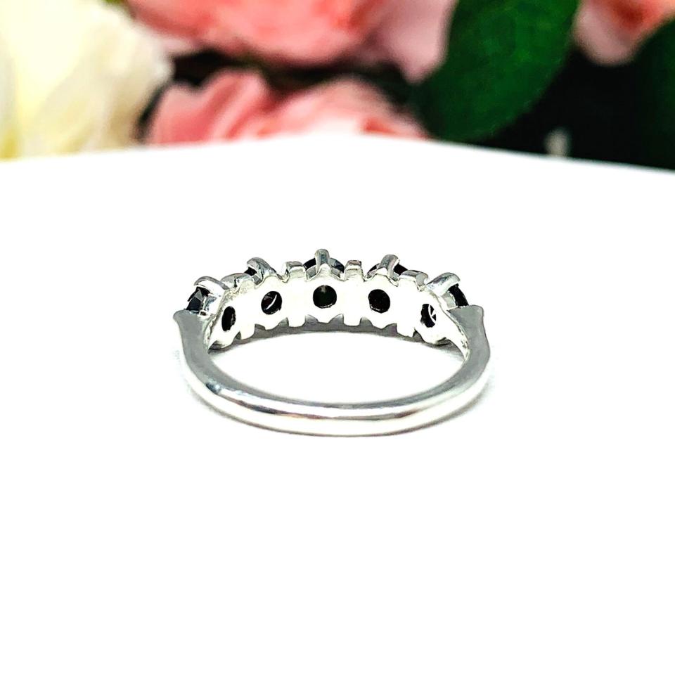 Round Black Moissanite Five Stone Ring Authentic