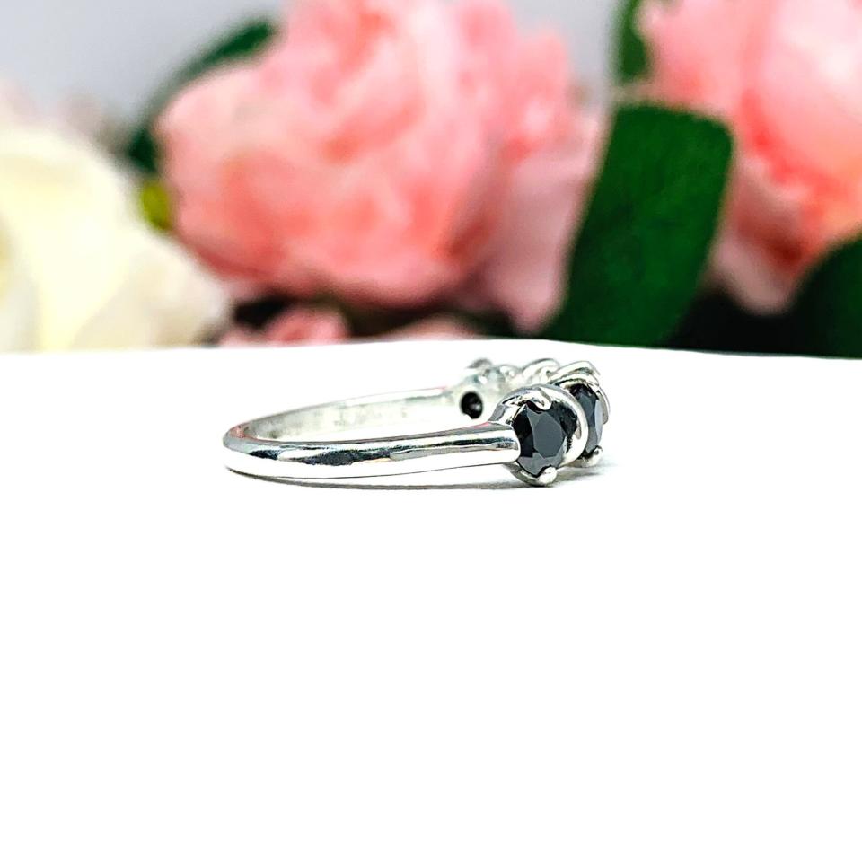 Round Black Moissanite Five Stone Ring Authentic