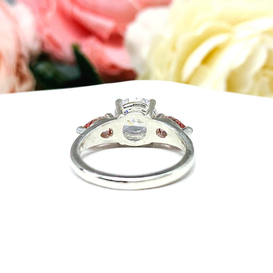 Round CZ Pear Swarovski Morganite Pink CZ Engagement Ring
