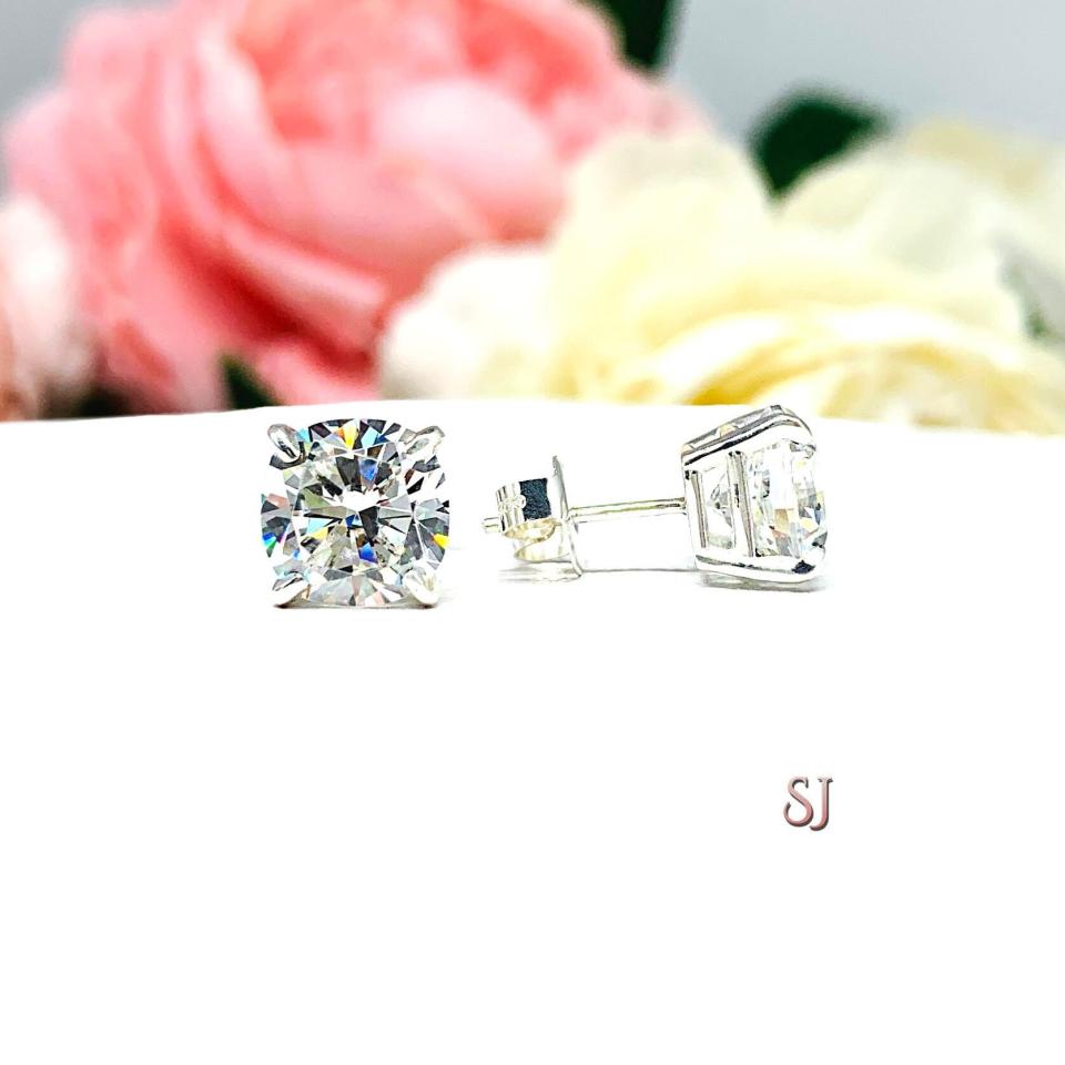 Brilliant Cushion Cut Cubic Zirconia Stud Earrings