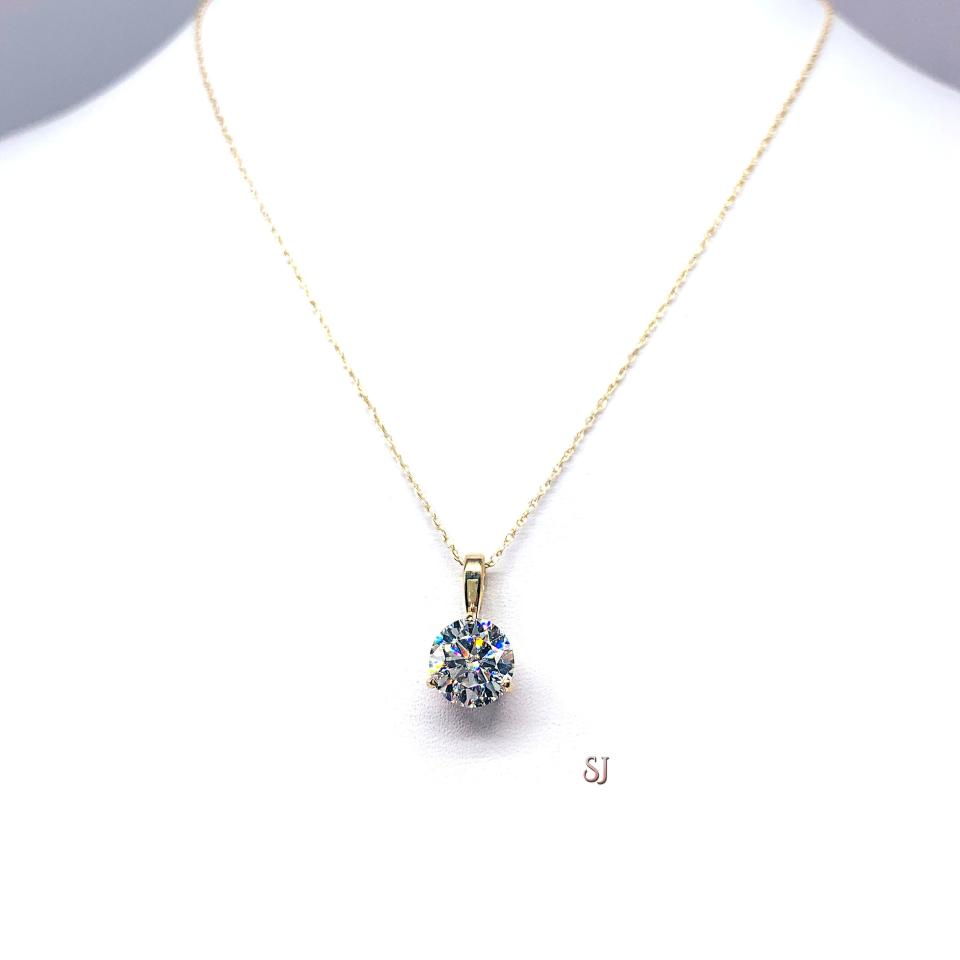 Round Moissanite Gold Martini Necklace Authentic FREE 3RD DAY UPS