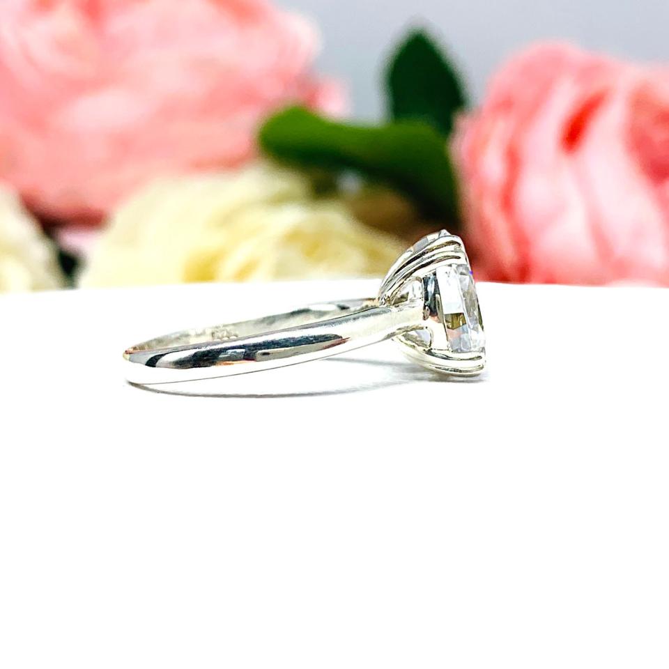 Oval Cubic Zirconia Split Prong Low Profile Engagement Ring