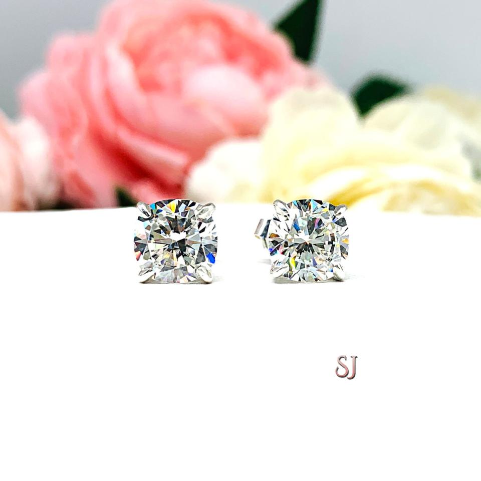 Brilliant Cushion Cut Cubic Zirconia Stud Earrings