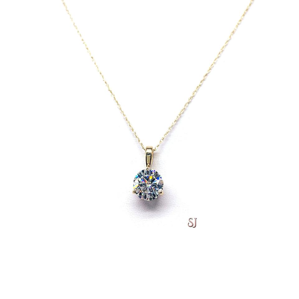 Round Moissanite Gold Martini Necklace Authentic FREE 3RD DAY UPS