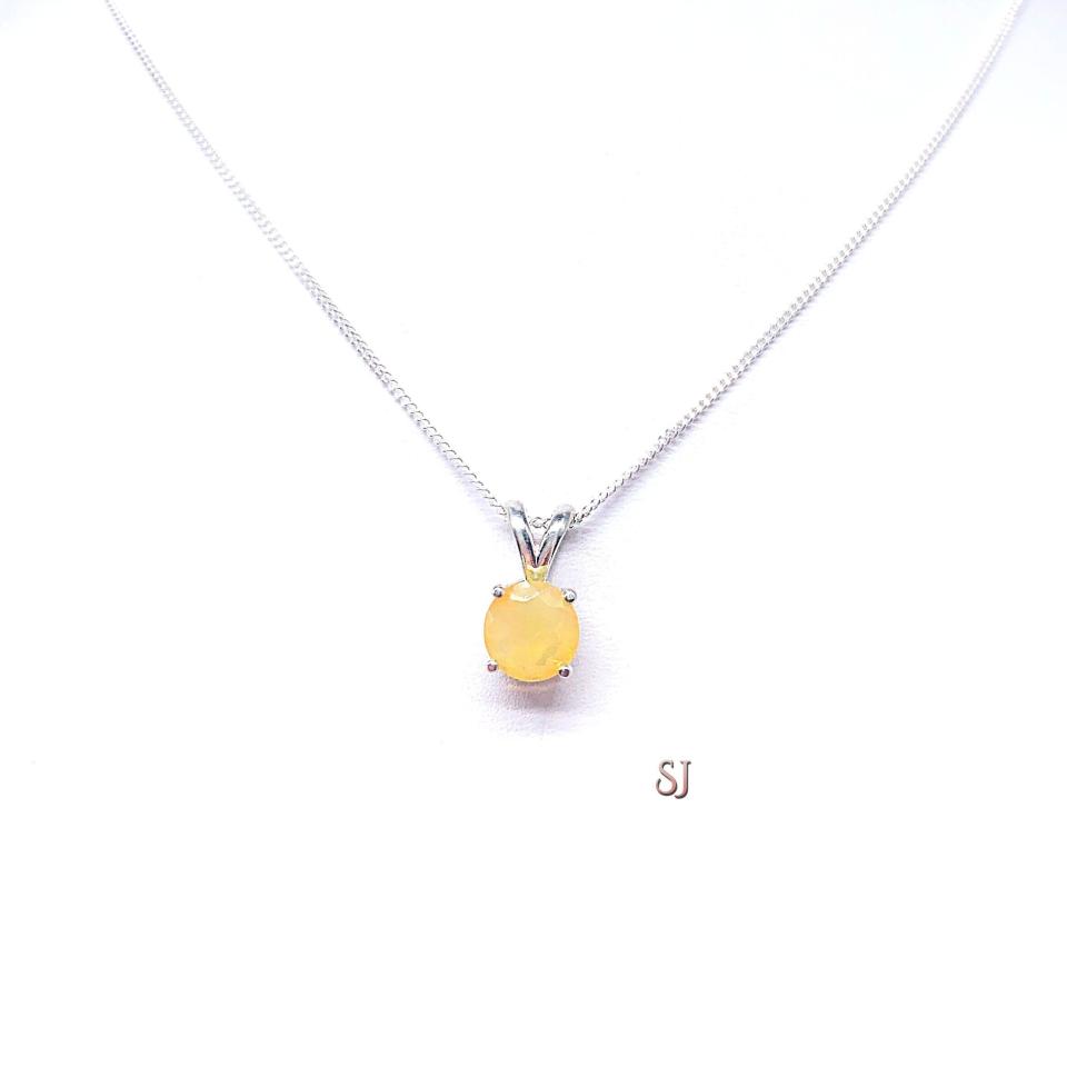 Ethiopian Opal Pendant 8mm Round 1 Carat Sterling Silver Necklace