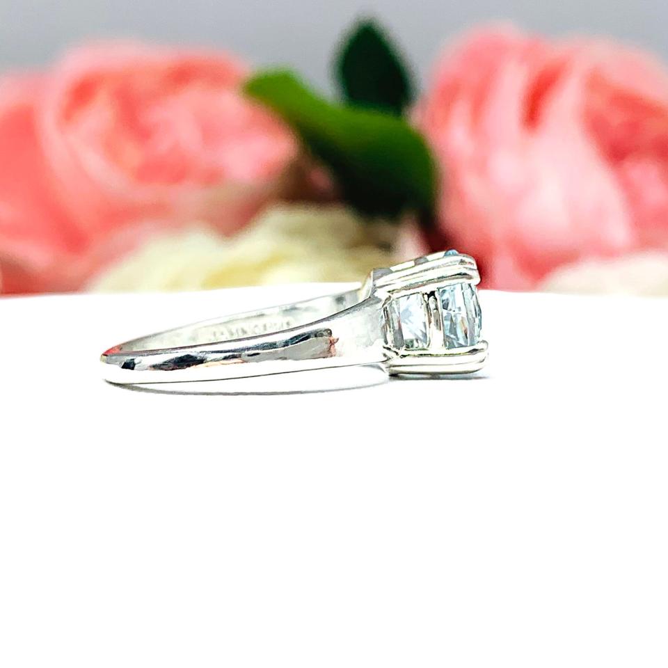 Genuine Aquamarine Solitaire Ring - 8mm round gemstone - Sterling silver double prong setting