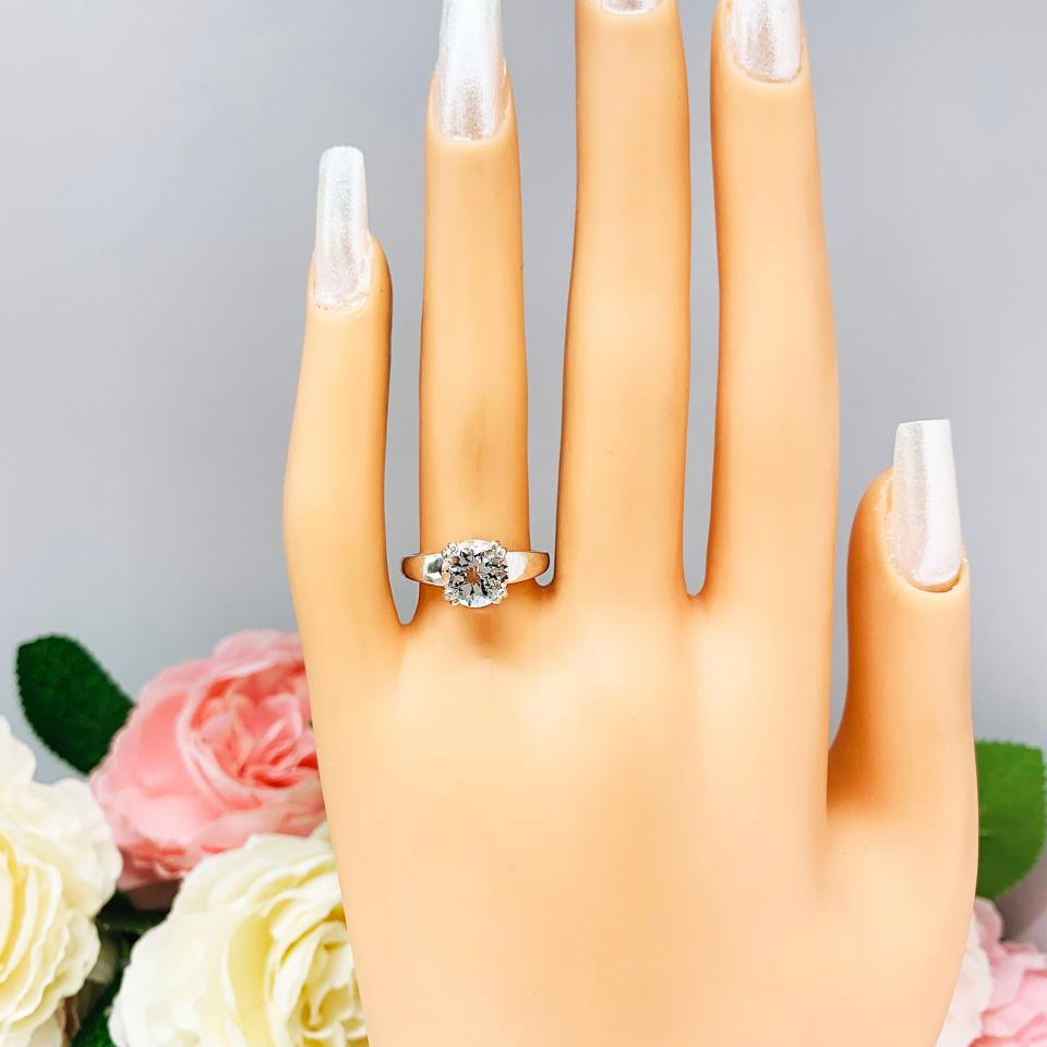 Genuine Aquamarine Solitaire Ring - 8mm round gemstone - Sterling silver double prong setting