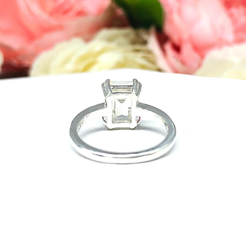 Emerald Cut Near Colorless CZ Engagement Ring Lower Profile Double Prong Size 6 FINAL SALE