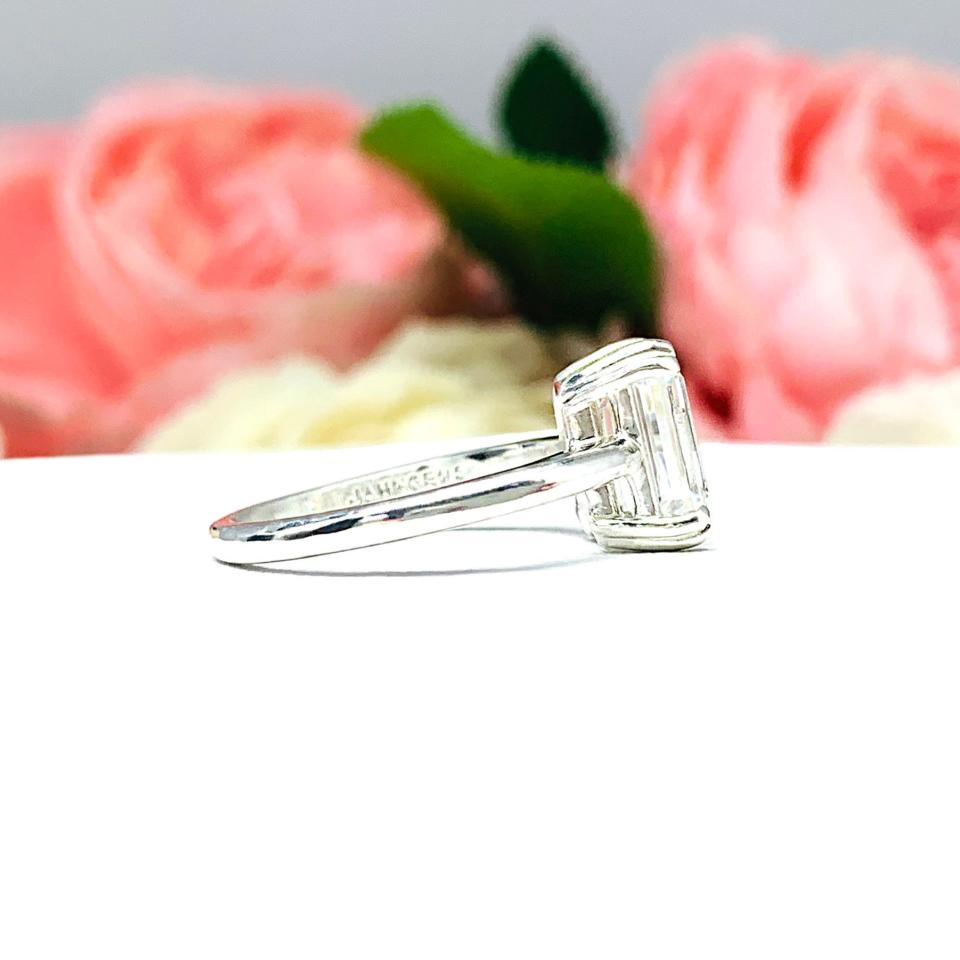 Emerald Cut Near Colorless CZ Engagement Ring Lower Profile Double Prong Size 6 FINAL SALE