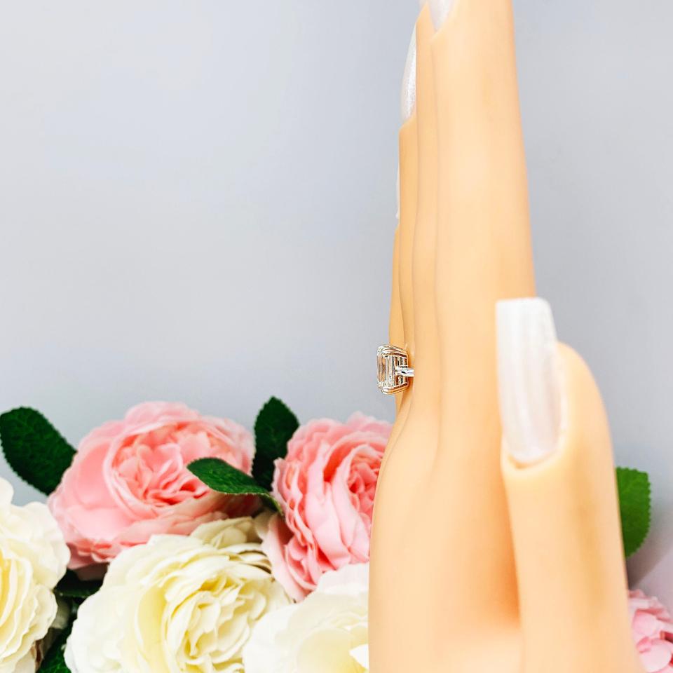 Emerald Cut Near Colorless CZ Engagement Ring Lower Profile Double Prong Size 6 FINAL SALE