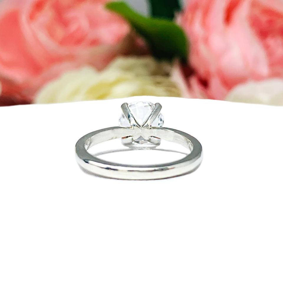 Lab White Sapphire Round Engagement Ring
