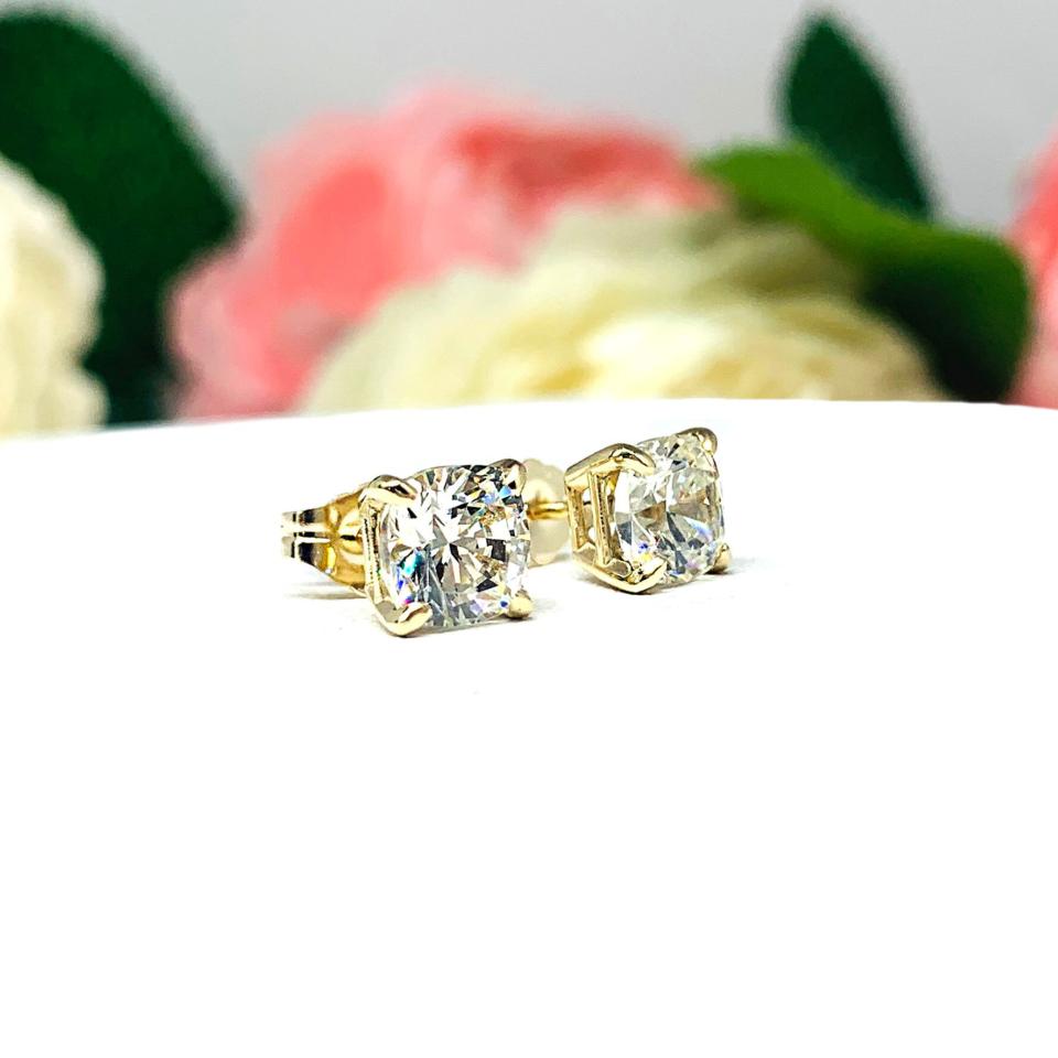 Brilliant Cushion Cut Cubic Zirconia Stud Earrings