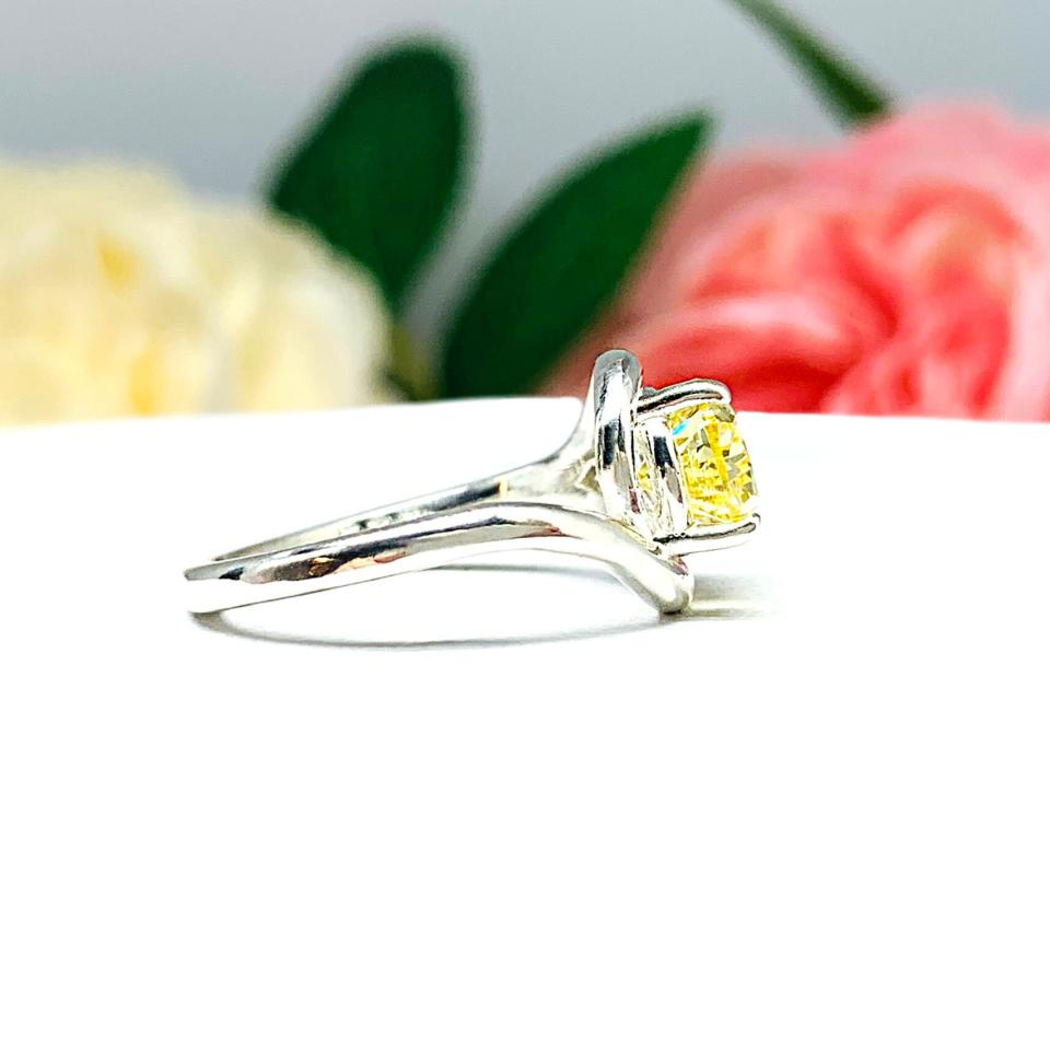 Canary Yellow Pear Cubic Zirconia Engagement Ring