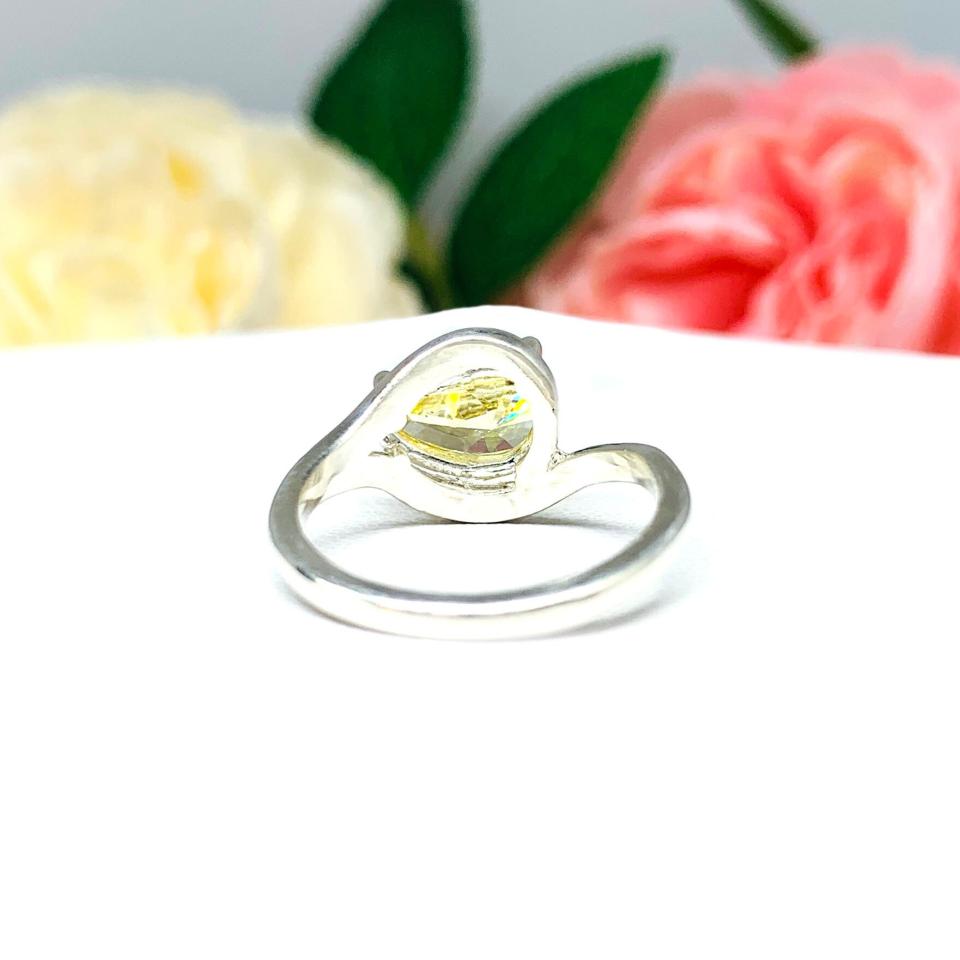 Canary Yellow Pear Cubic Zirconia Engagement Ring