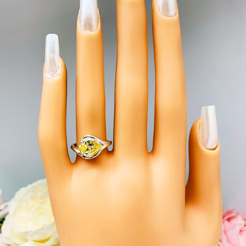 Canary Yellow Pear Cubic Zirconia Engagement Ring