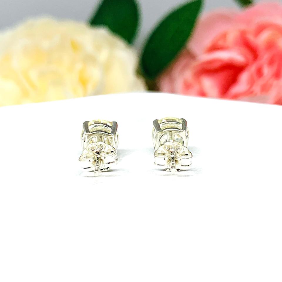 Light Yellow Old European Cut Cubic Zirconia Basket Stud Earrings