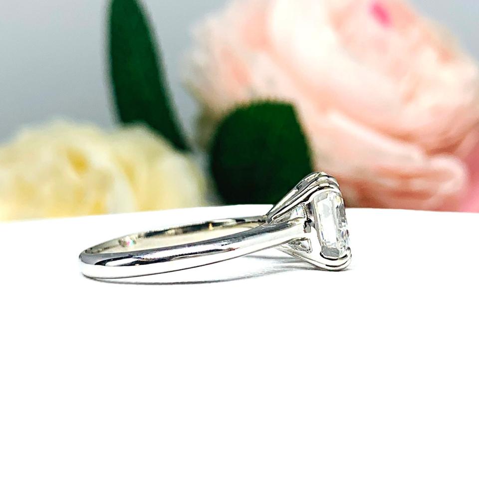 Asscher 9mm Near Colorless CZ Engagement Ring