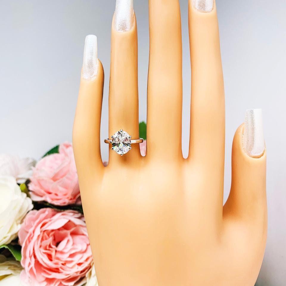 Oval Cubic Zirconia Engagement Ring – 9x7mm, 10x8mm, Sterling Silver