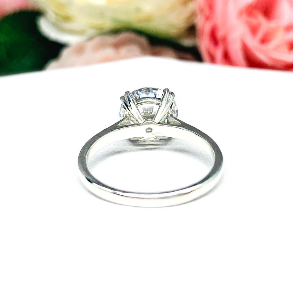 Moissanite Sterling Silver Engagement Ring Size 4.75 - 10mm (3.5 cts) round authentic moissanite