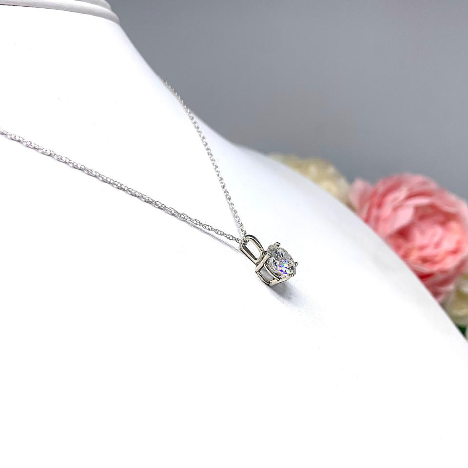 Round Moissanite Gold Pendant Necklace Authentic FREE 3RD DAY UPS