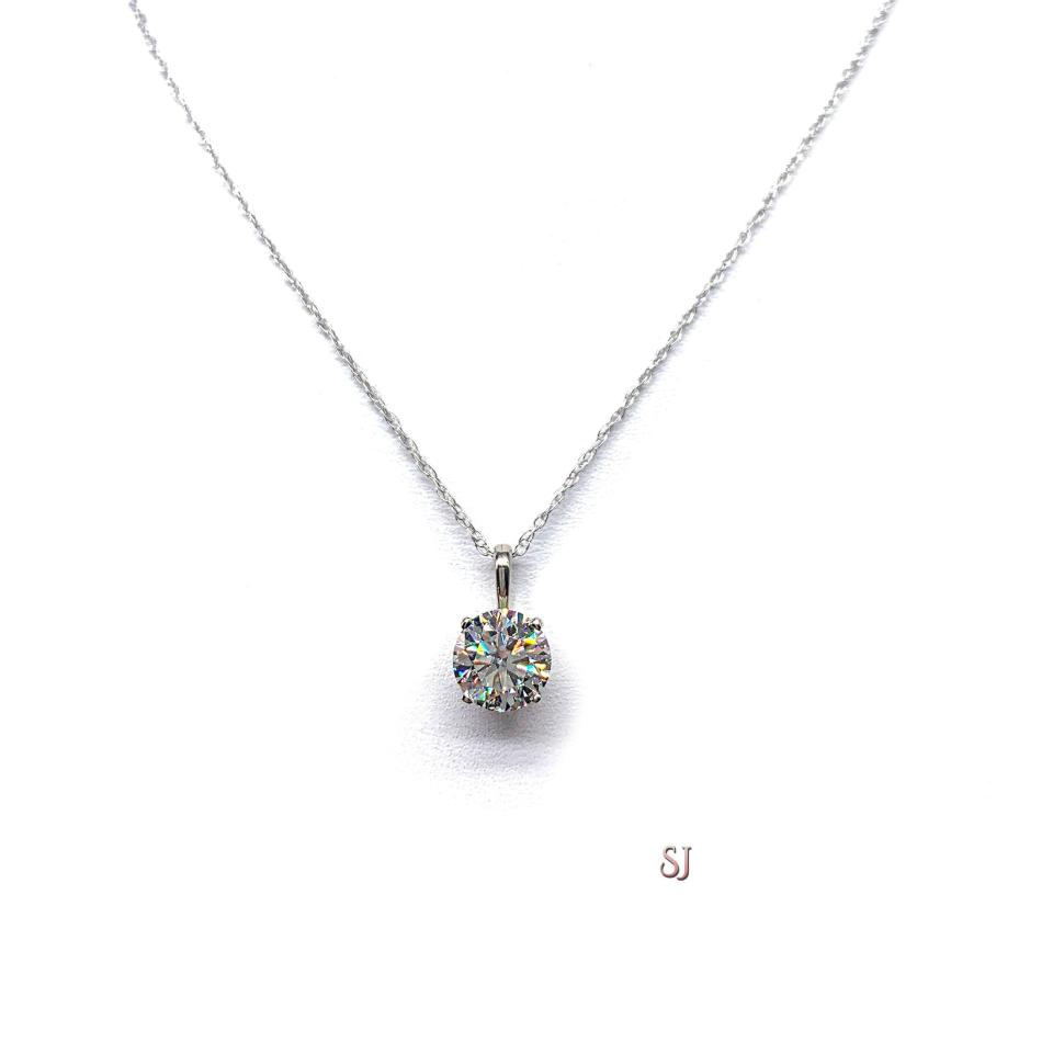 Round Moissanite Gold Pendant Necklace Authentic FREE 3RD DAY UPS